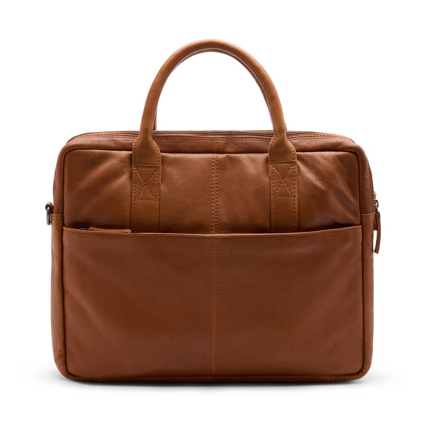 18 inch cognac leren laptoptas