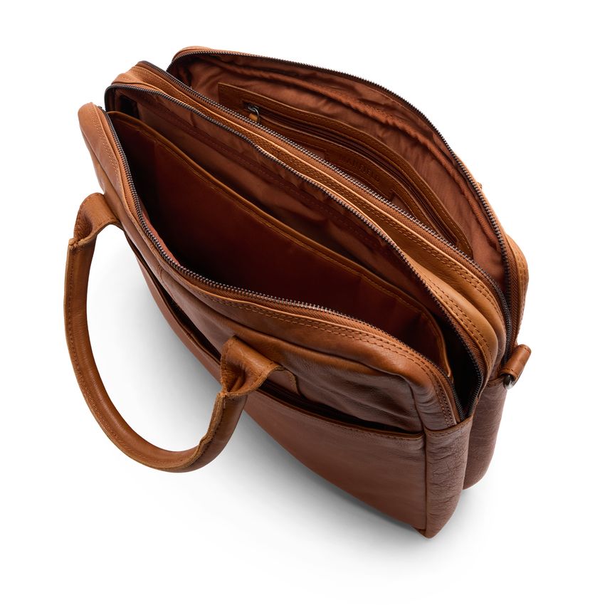 18 inch cognac leren laptoptas