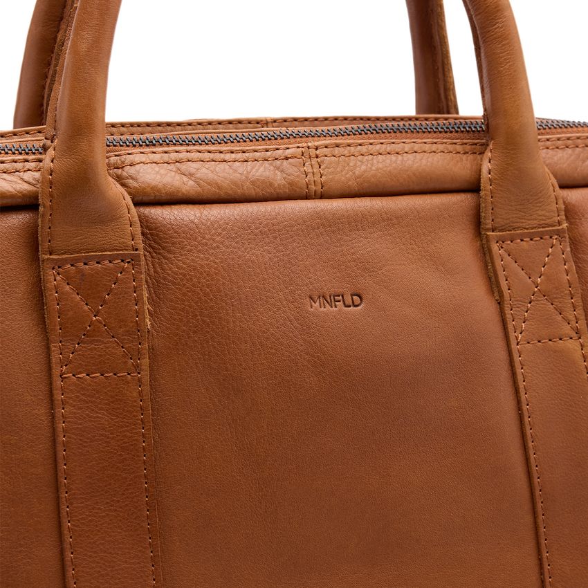 18 inch cognac leren laptoptas