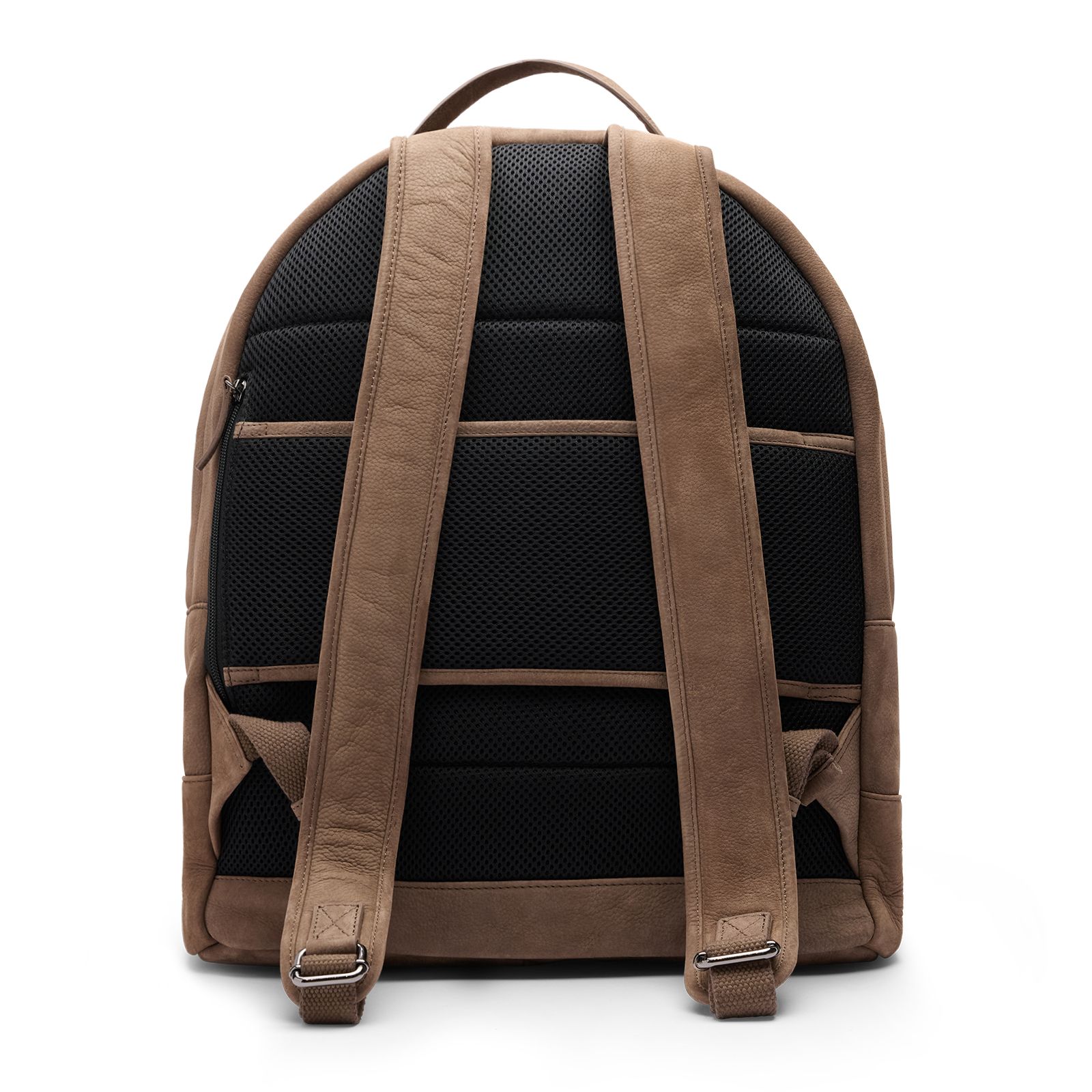 Taupefarbener Unisex-Rucksack aus Nubuk