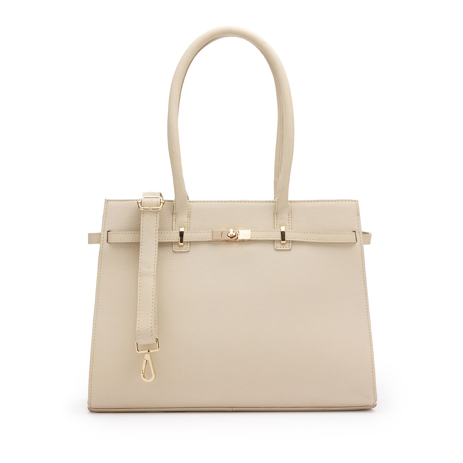 Beige leren schoudertas