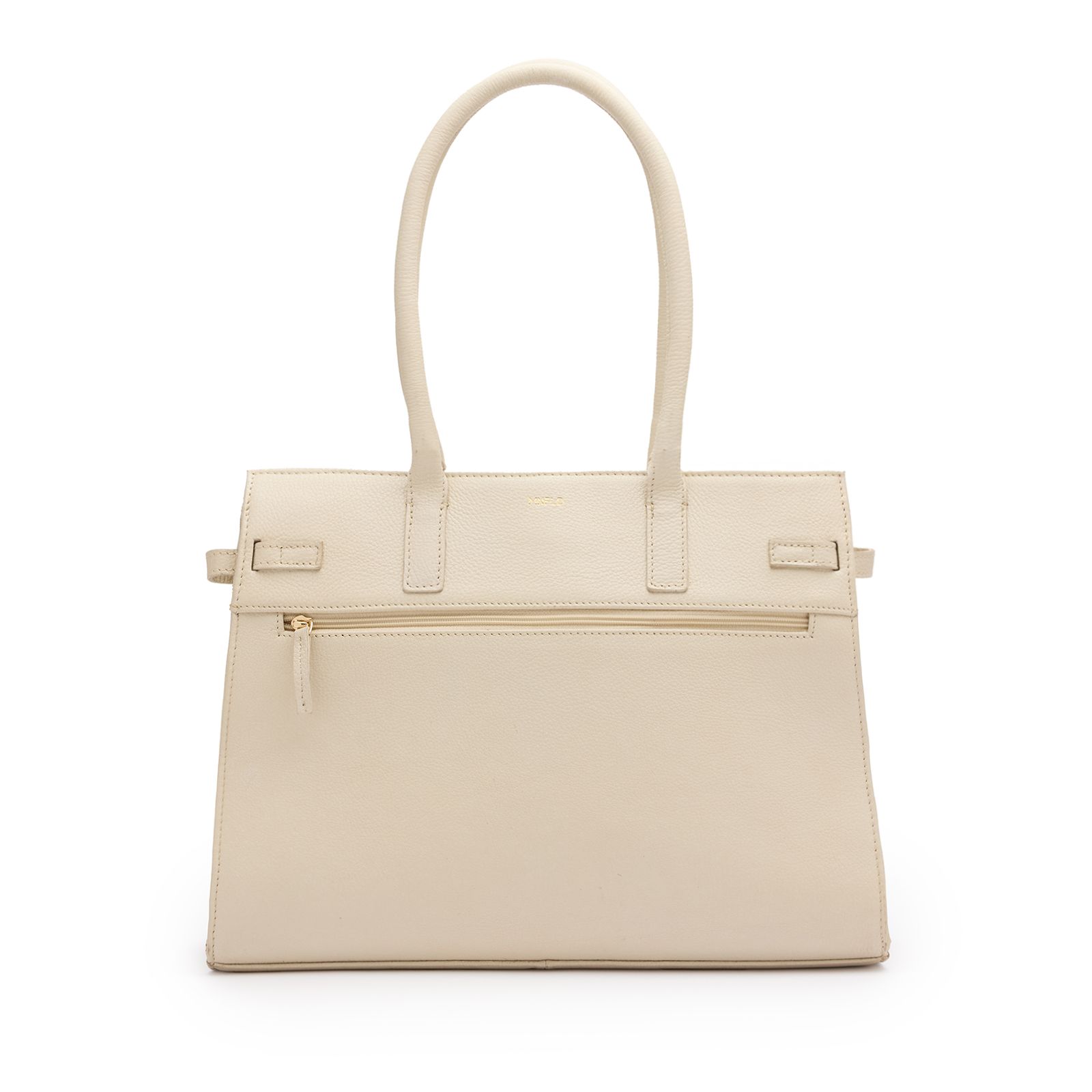 Beige leren schoudertas
