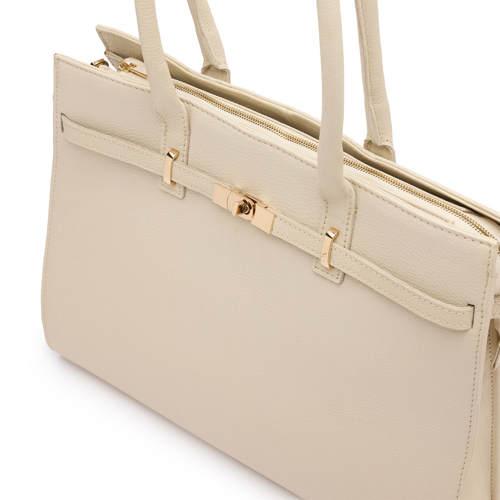 Beige leren schoudertas