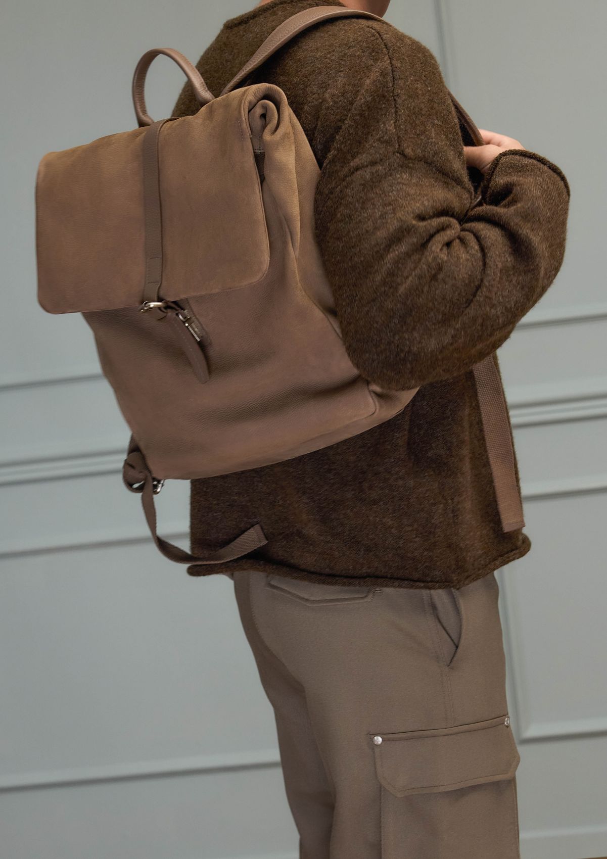 Taupe nubuck rugzak