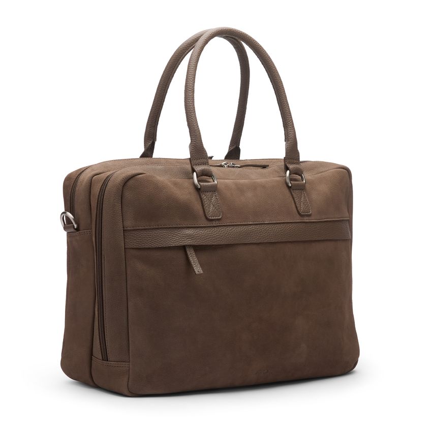 Taupe nubuck laptoptas