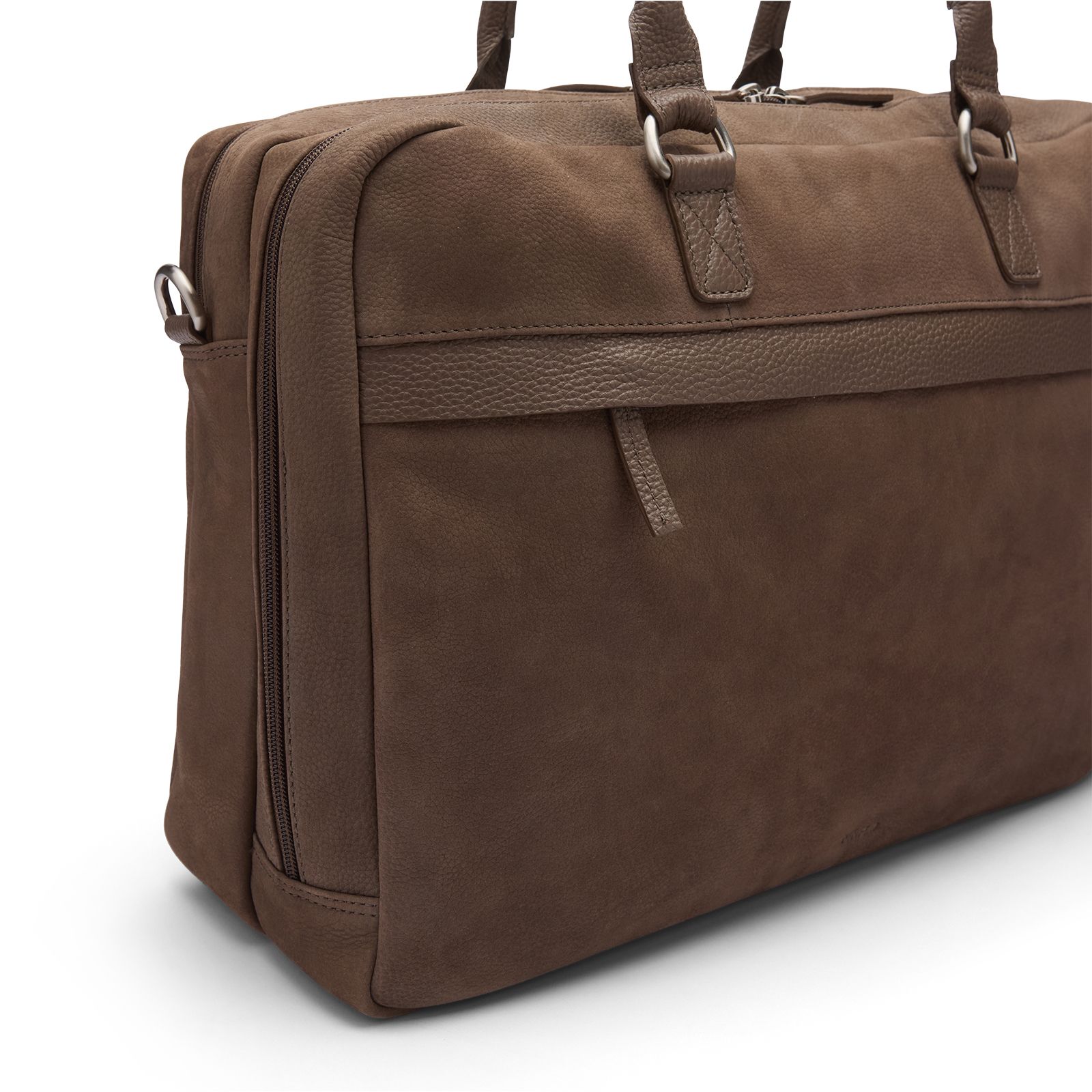 Taupefarbene Nubuk-Laptoptasche