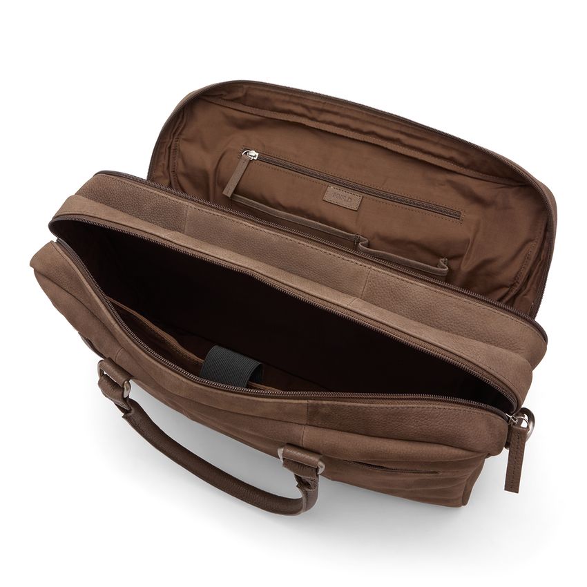 Taupe nubuck laptoptas