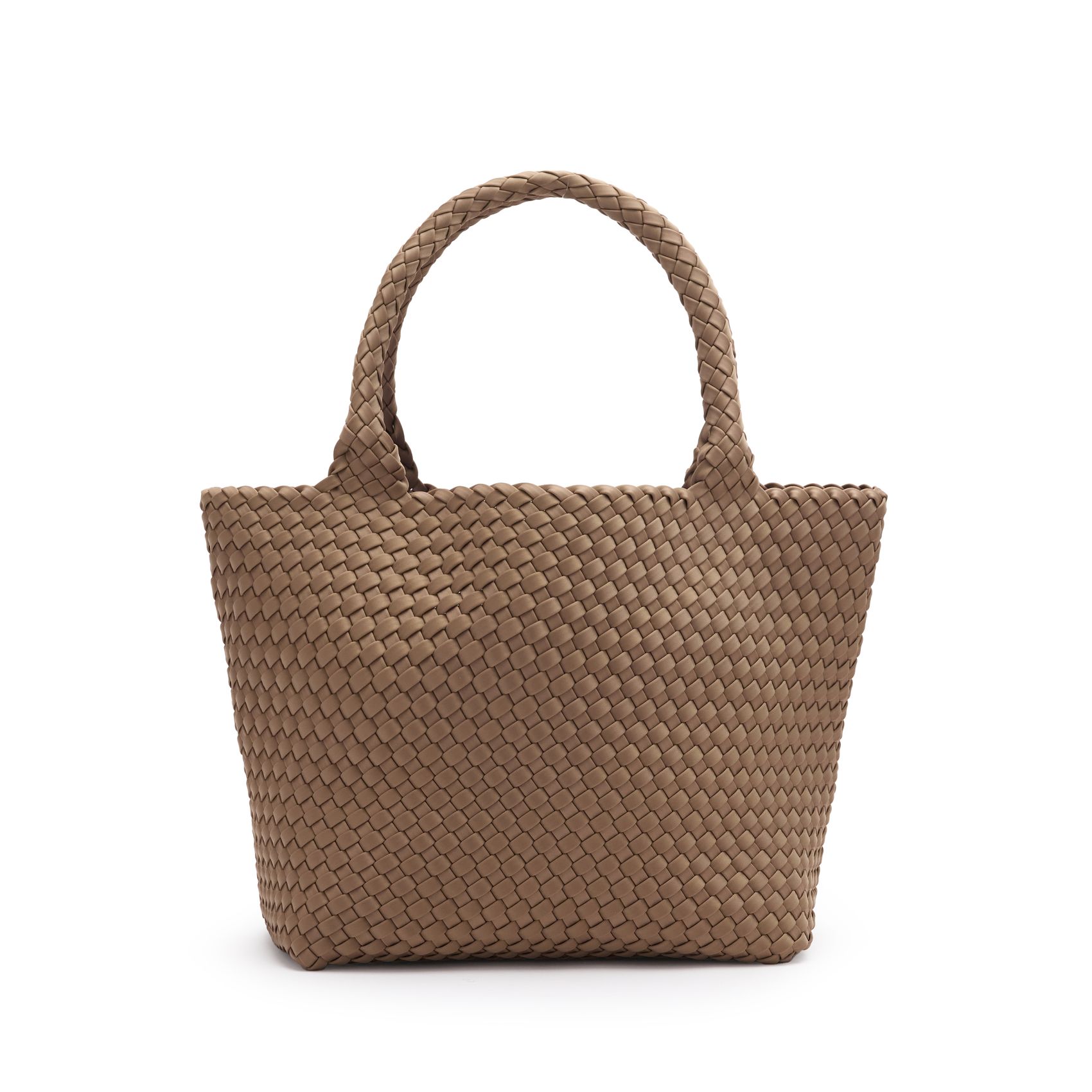 Taupefarbene Handtasche in Flecht-Optik