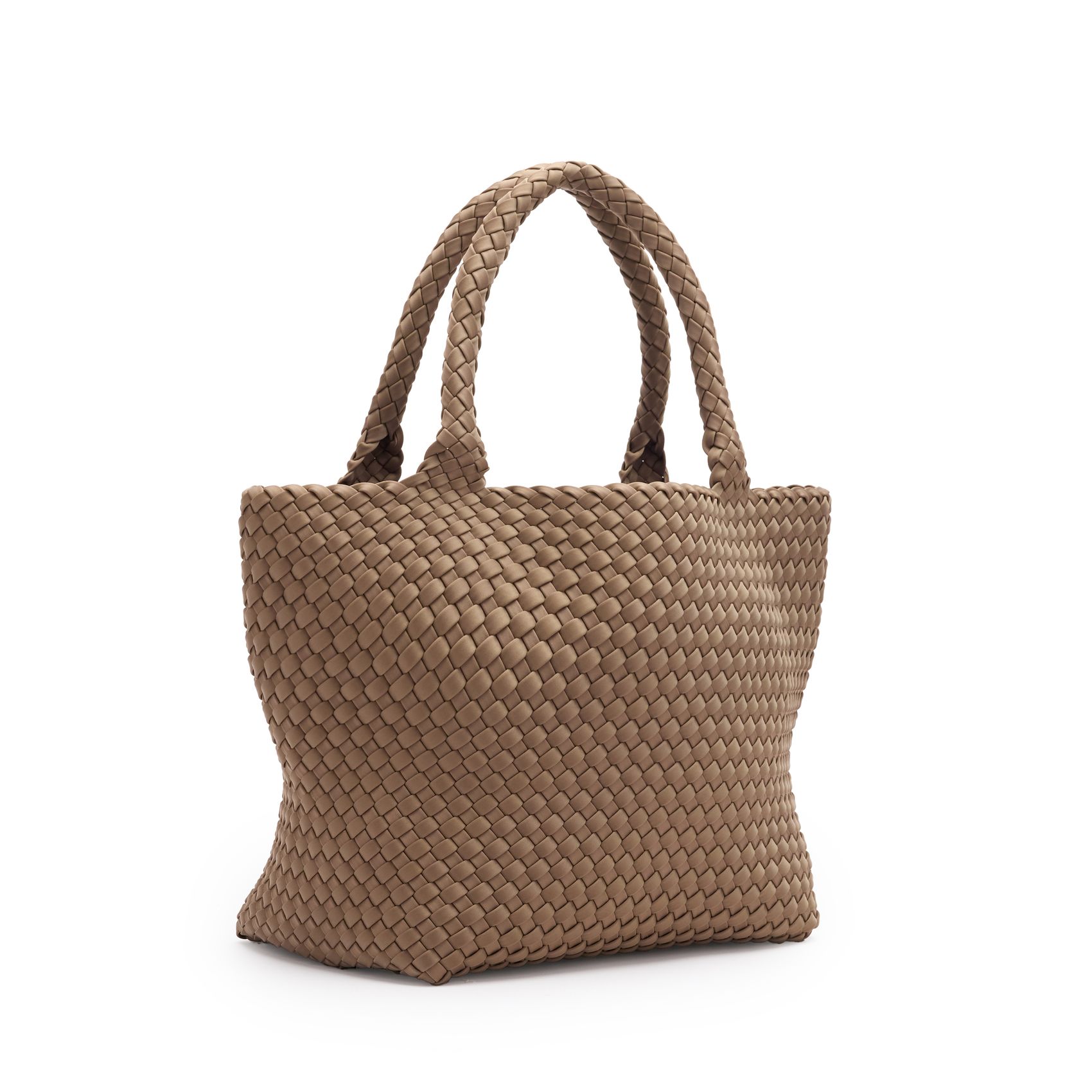 Taupefarbene Handtasche in Flecht-Optik