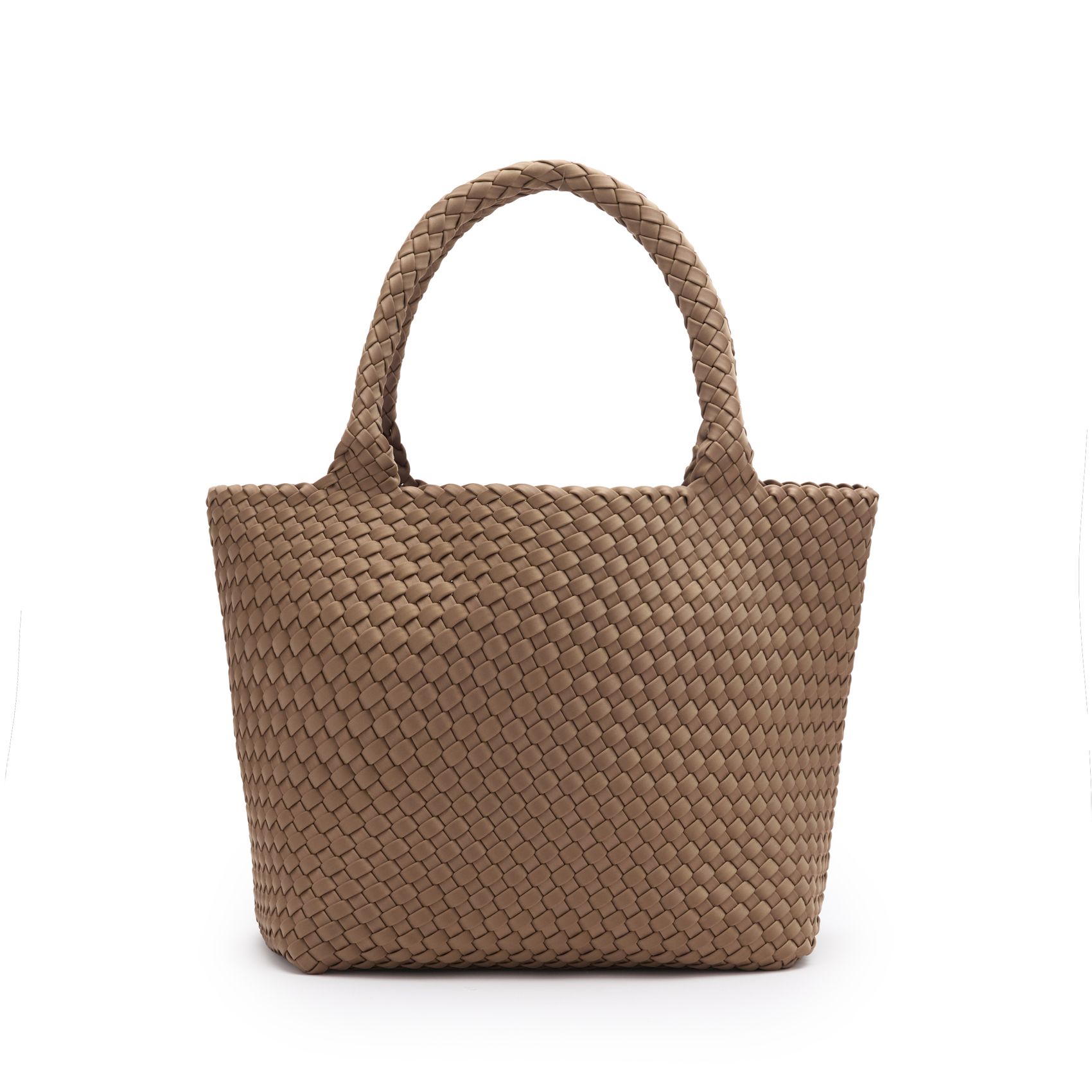 Taupefarbene Handtasche in Flecht-Optik