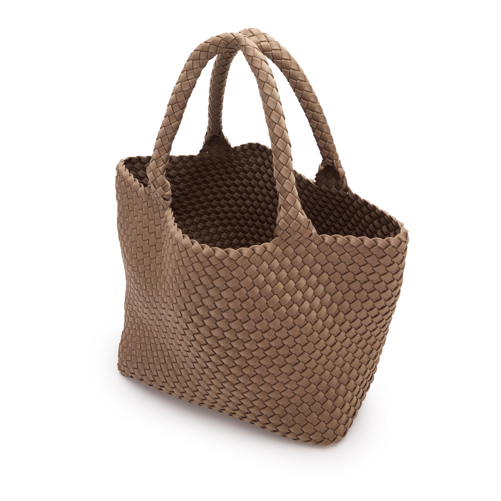 Taupefarbene Handtasche in Flecht-Optik
