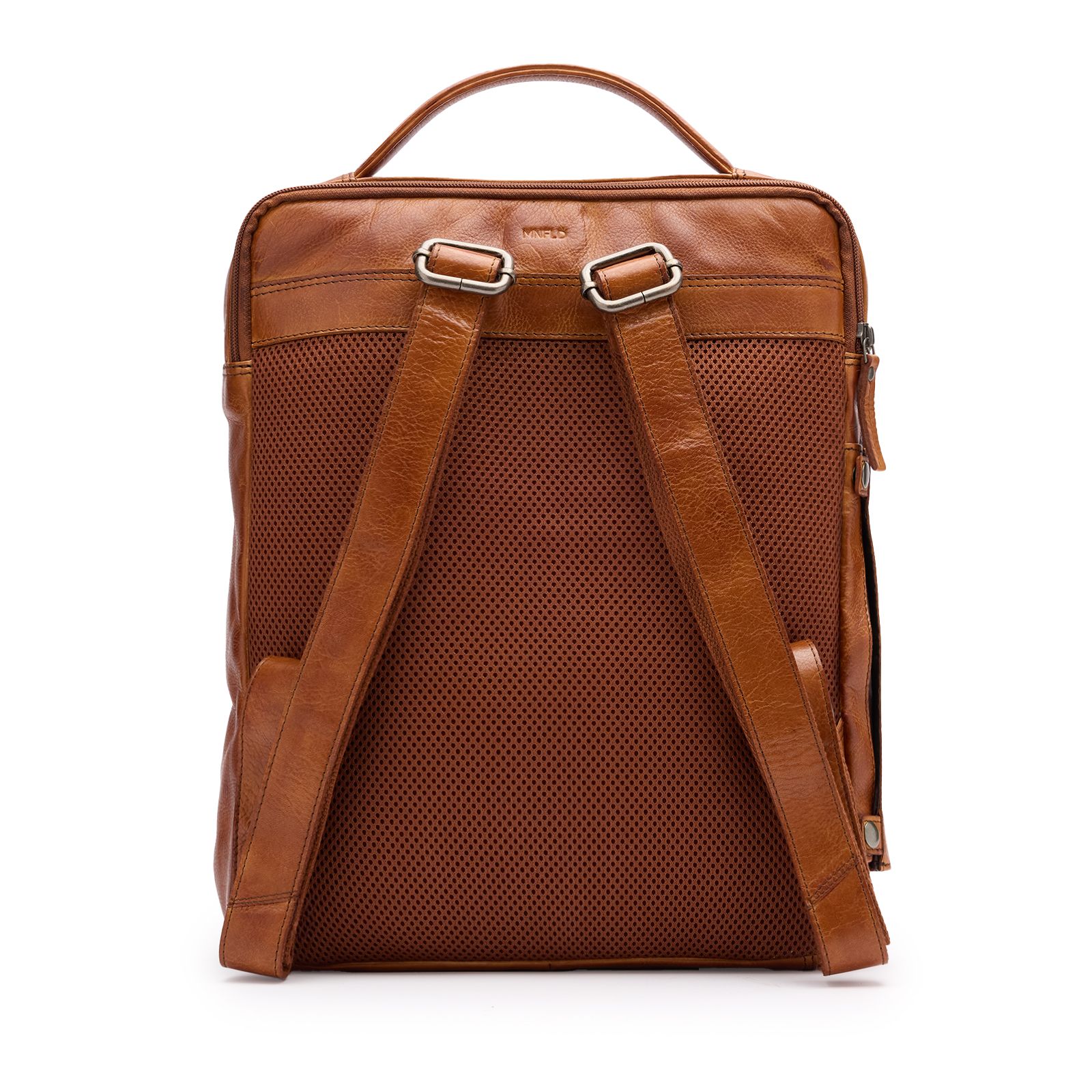 Cognacfarbener Lederrucksack unisex