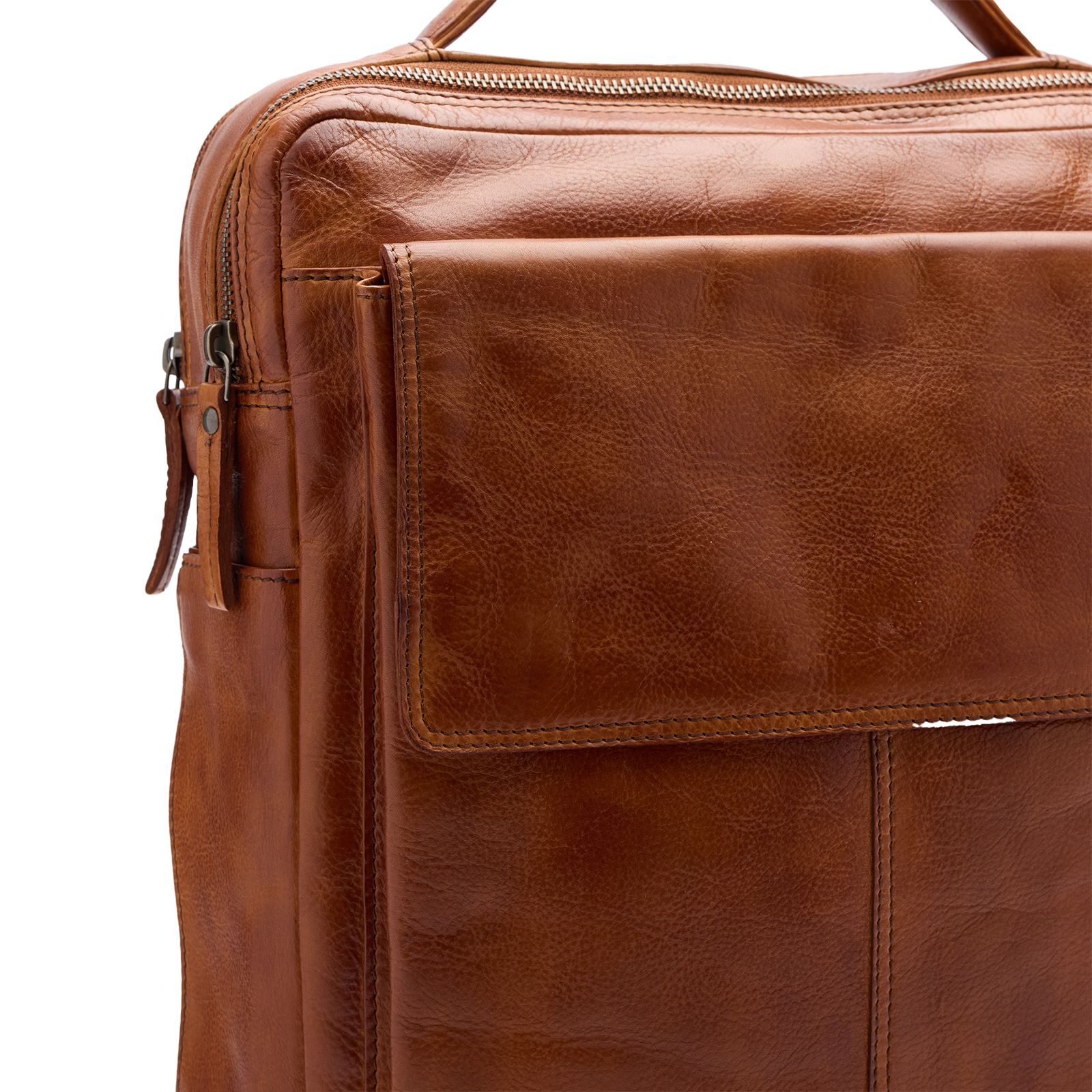 Cognacfarbener Lederrucksack unisex