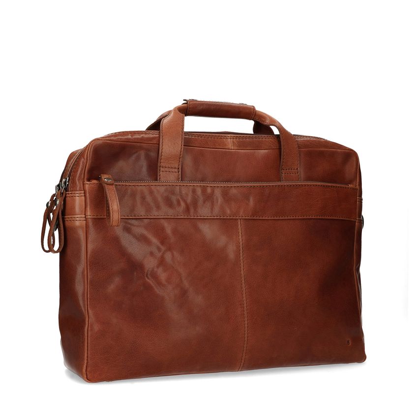 Cognac leren laptoptas 17,5 inch