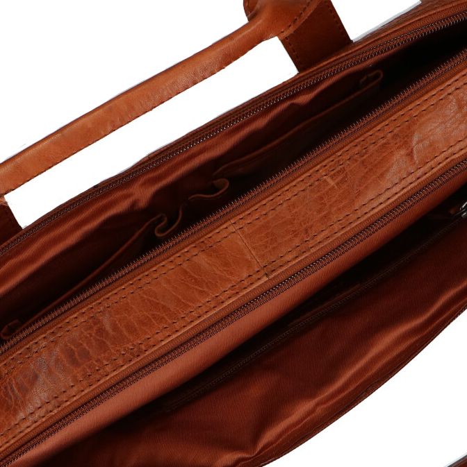 Cognac leren laptoptas 17,5 inch