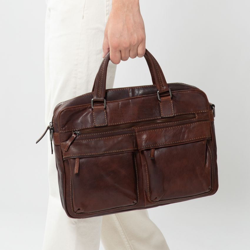 Cognacfarbene Laptoptasche