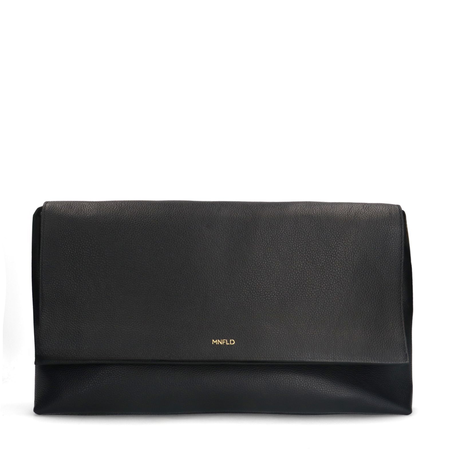 Zwarte leren schoudertas met flap