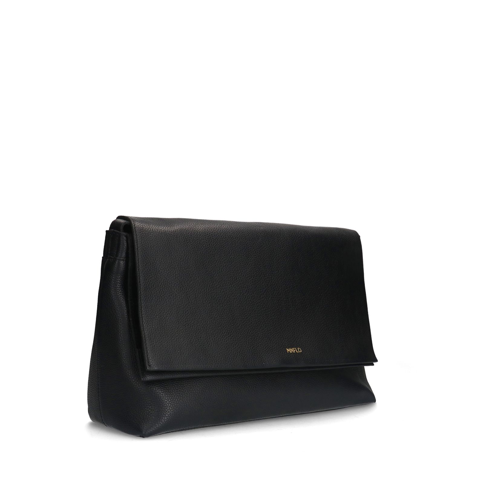 Zwarte leren schoudertas met flap
