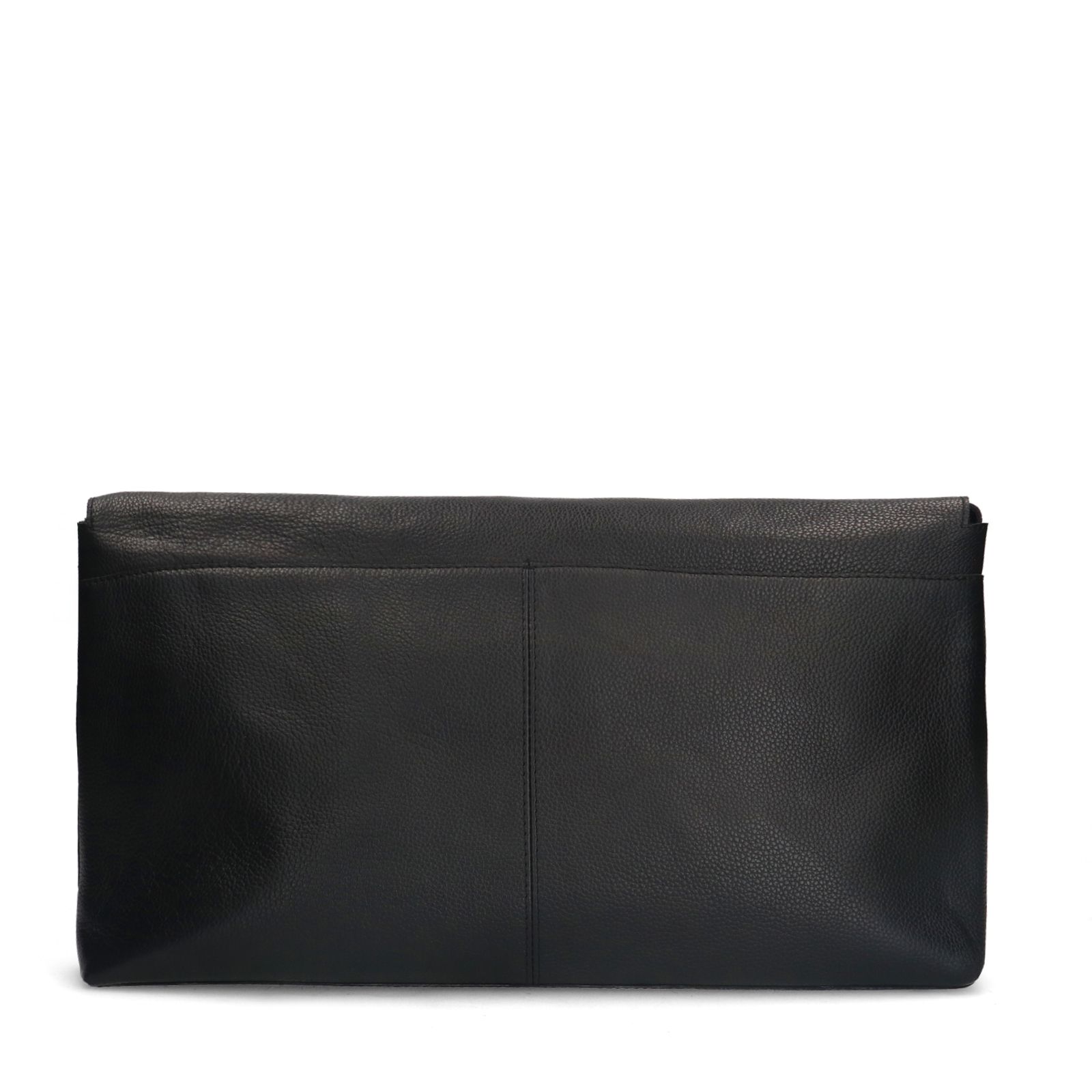 Zwarte leren schoudertas met flap