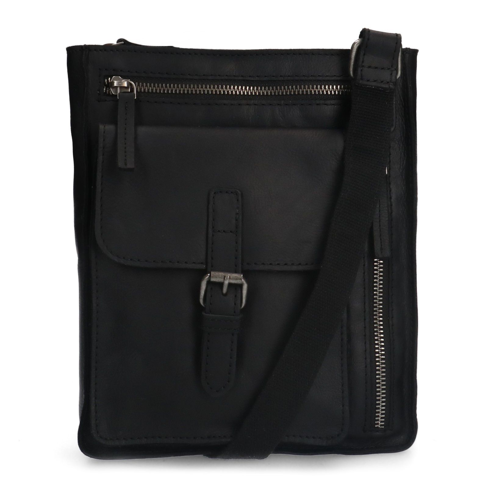 Schwarze Schultertasche aus Leder