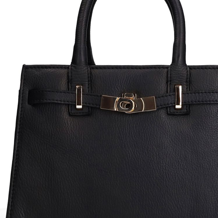 Schwarze Lederhandtasche