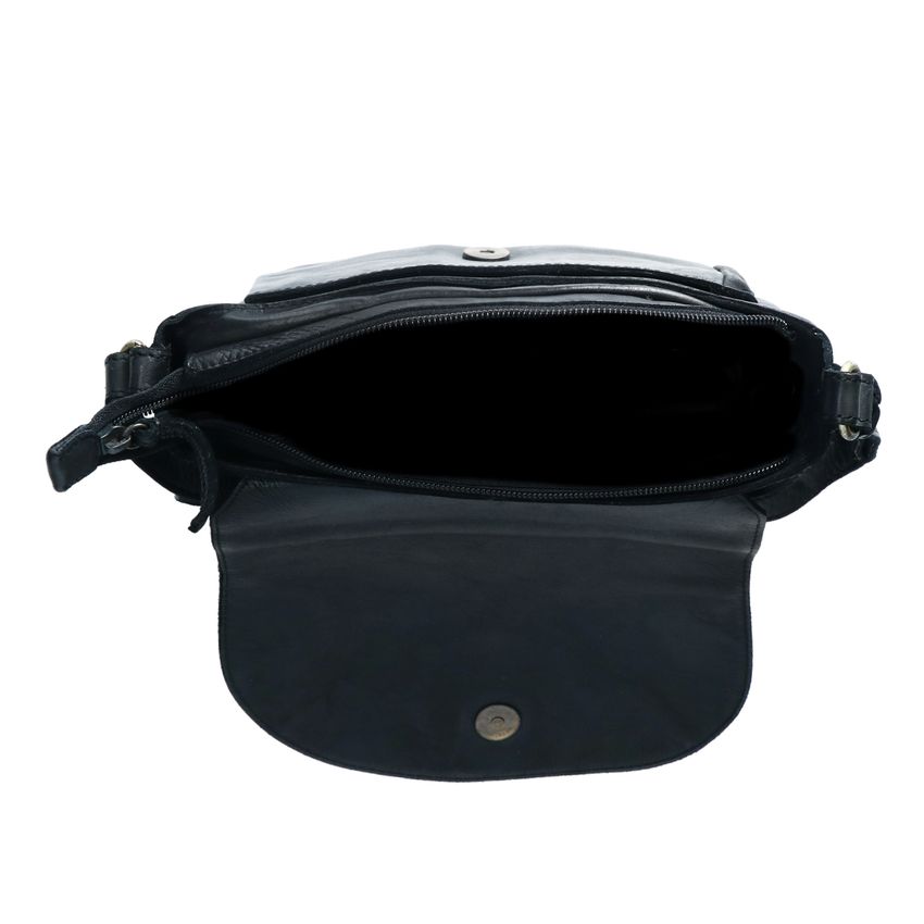 Schwarze Western-Schultertasche aus Leder