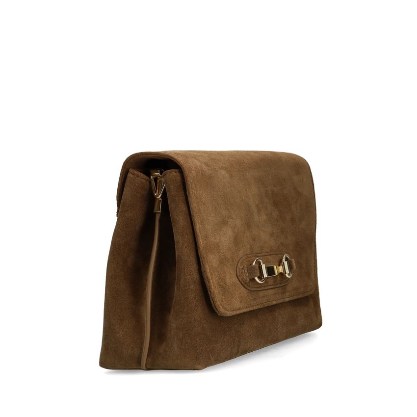 Braune Schultertasche aus Veloursleder