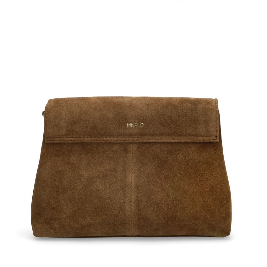 Braune Schultertasche aus Veloursleder