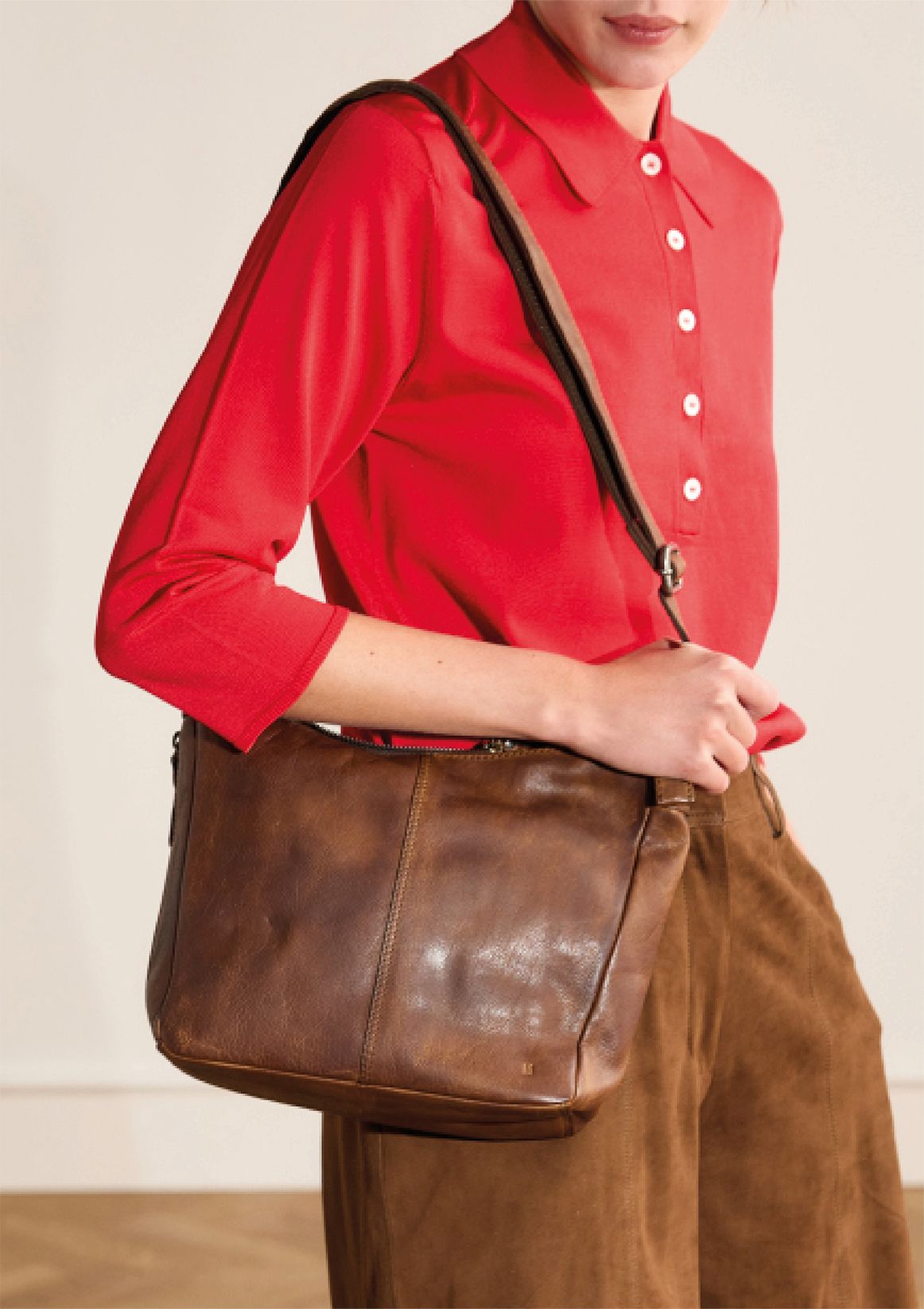 Braune Schultertasche aus Leder