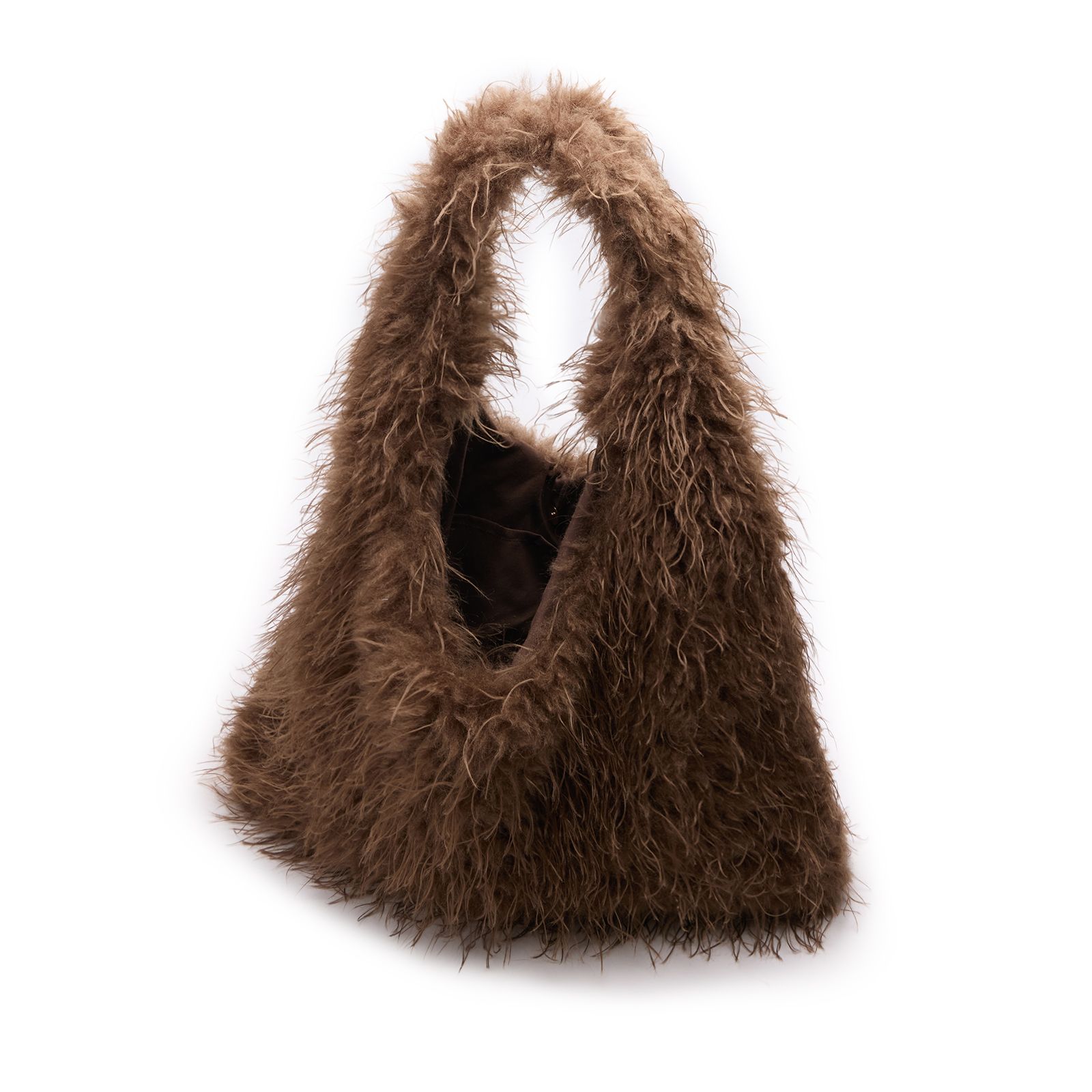 Bruine hairy schoudertas