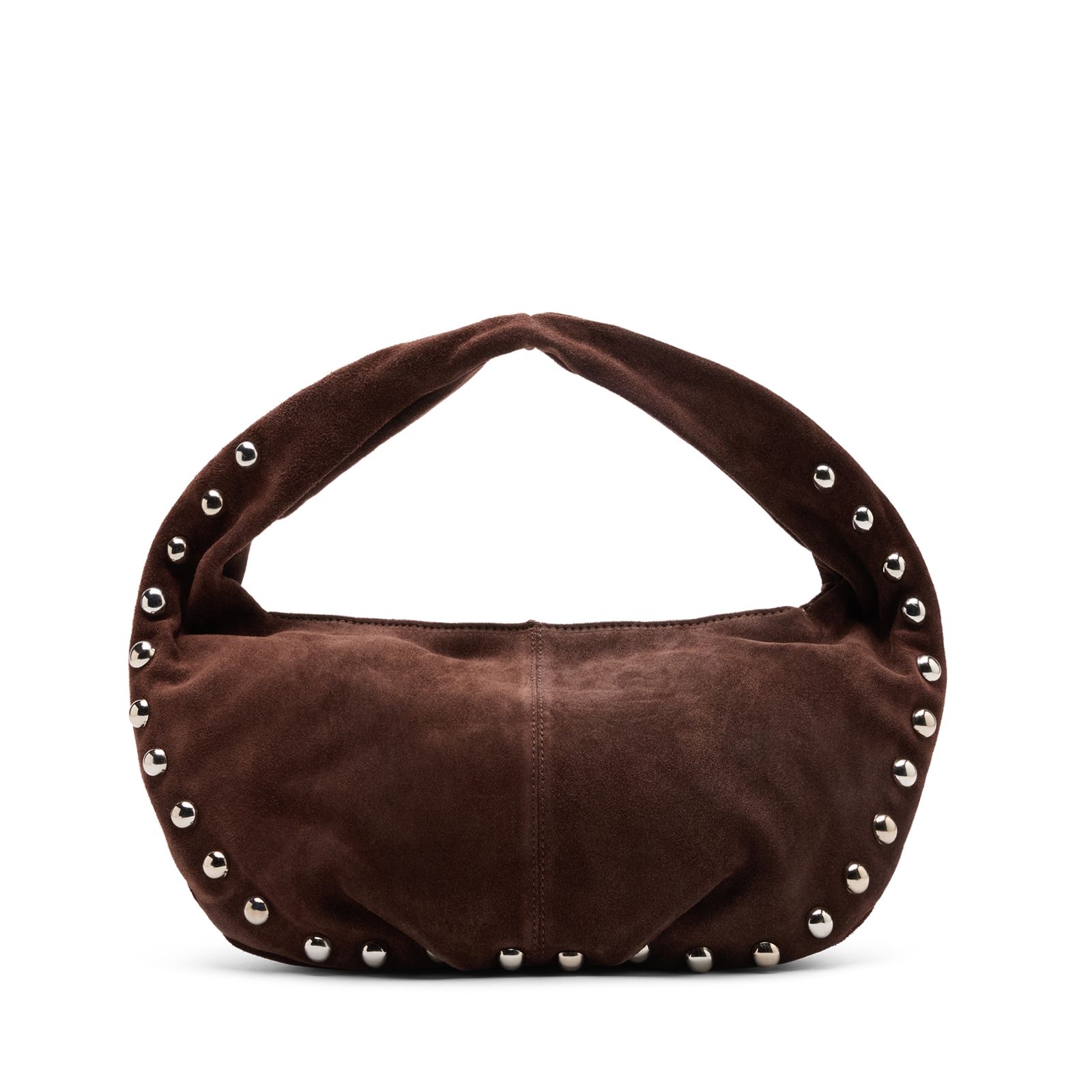 Dunkelbraune Schultertasche aus Veloursleder