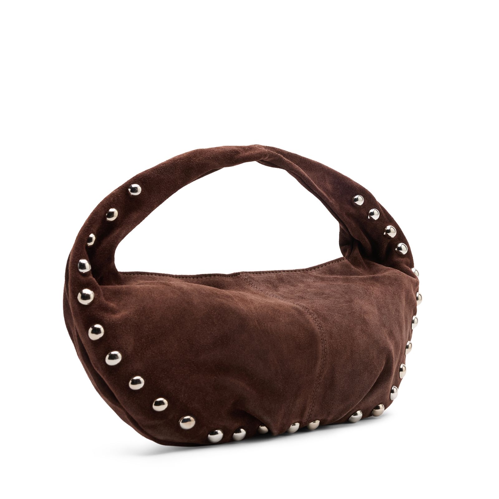 Dunkelbraune Schultertasche aus Veloursleder