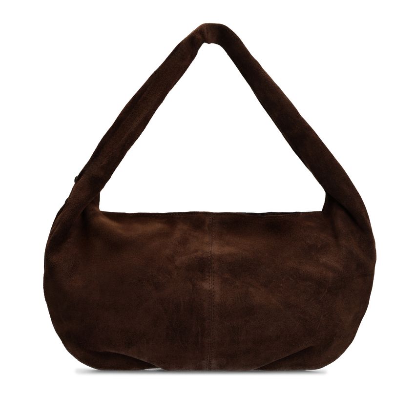 Dunkelbraune Schultertasche aus Veloursleder