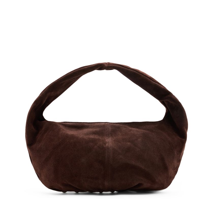 Donkerbruine suède schoudertas