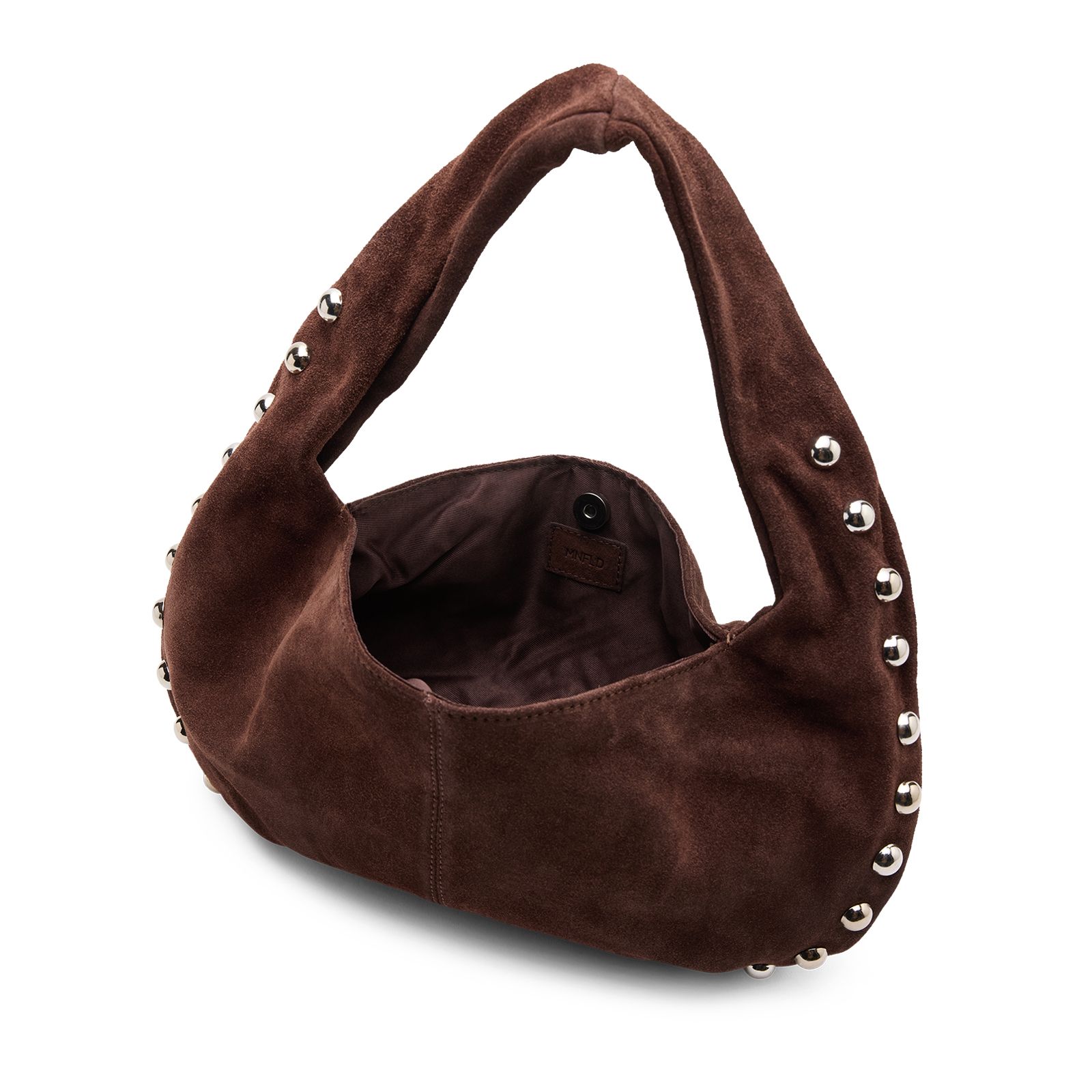 Dunkelbraune Schultertasche aus Veloursleder