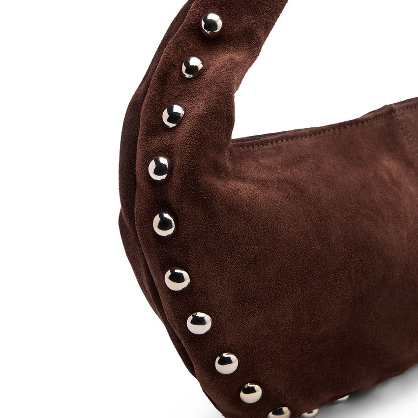 Donkerbruine suède schoudertas