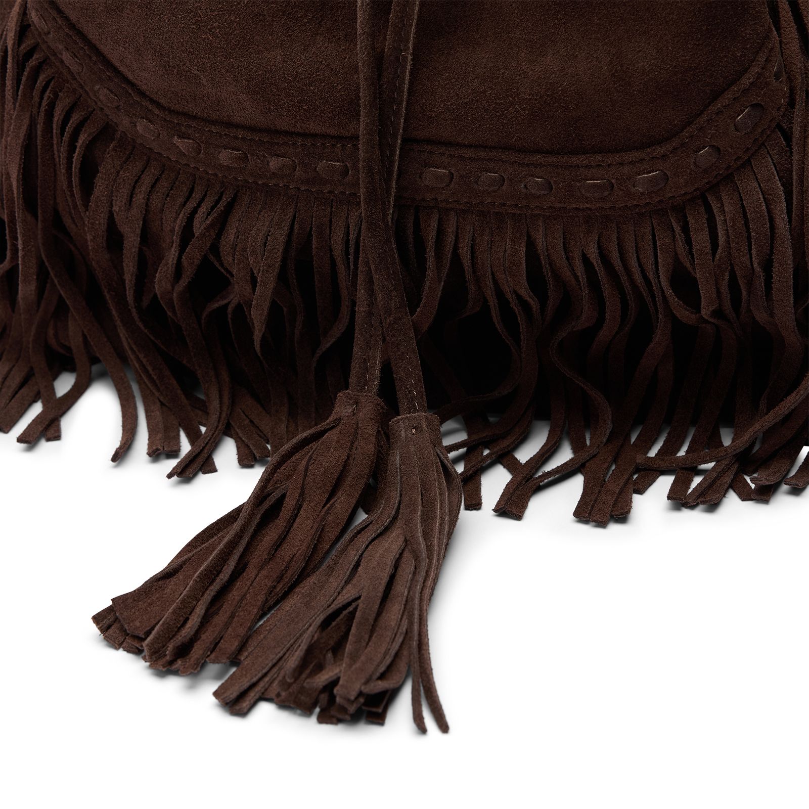 Braune Veloursledertasche mit Fransen