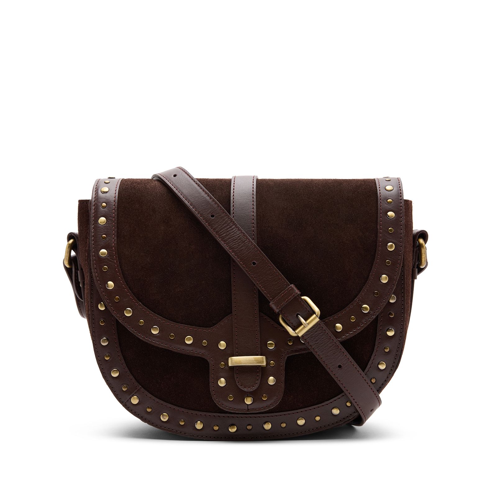 Dunkelbraune Schultertasche aus Veloursleder