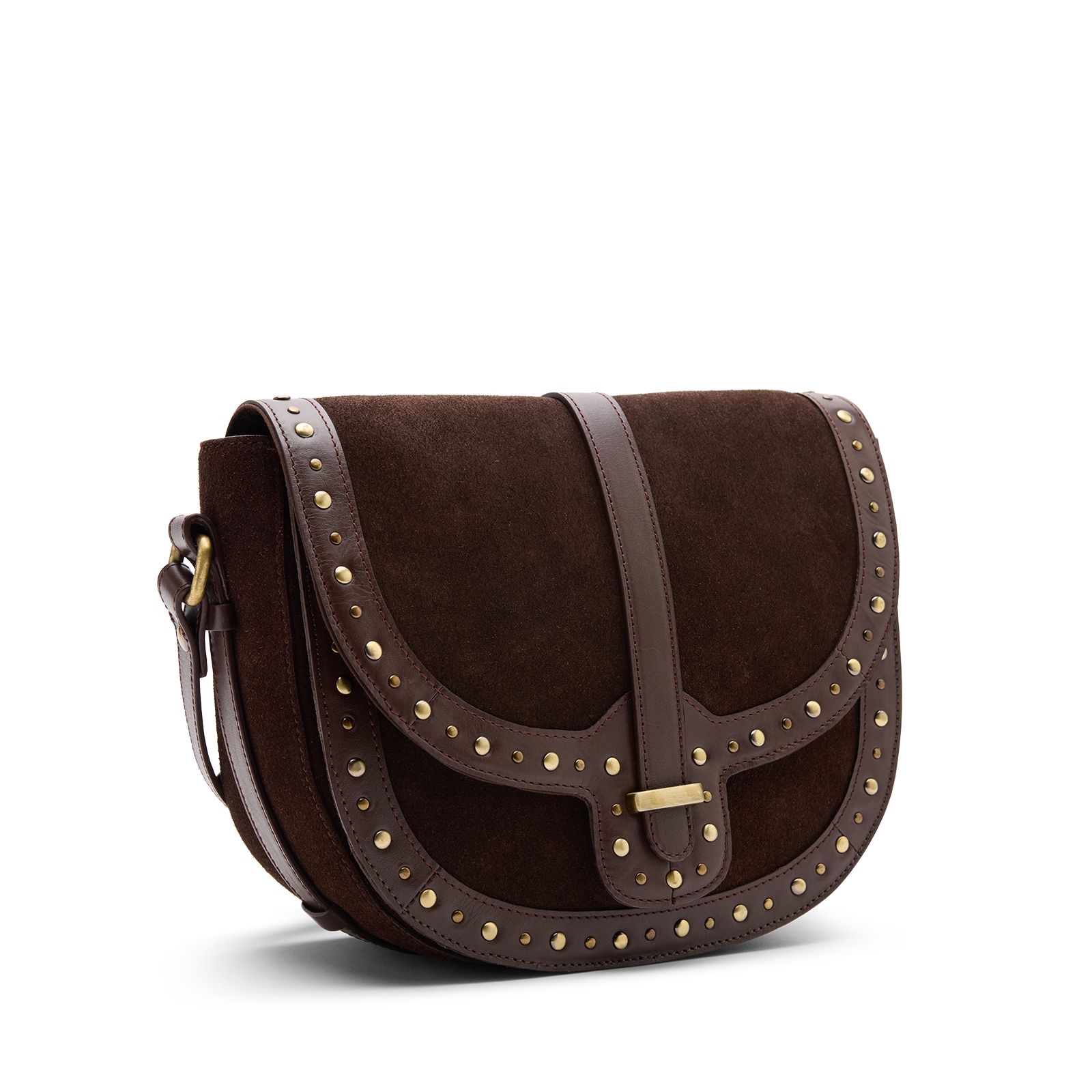 Dunkelbraune Schultertasche aus Veloursleder