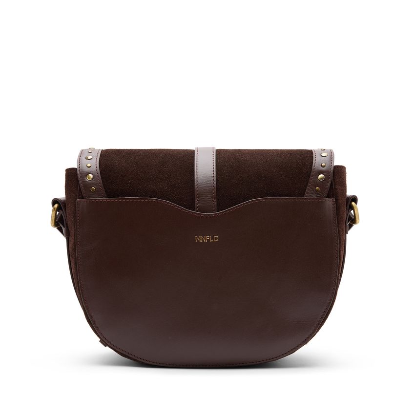 Donkerbruine suède schoudertas