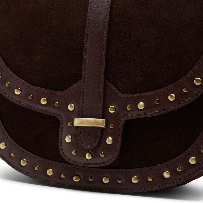 Donkerbruine suède schoudertas