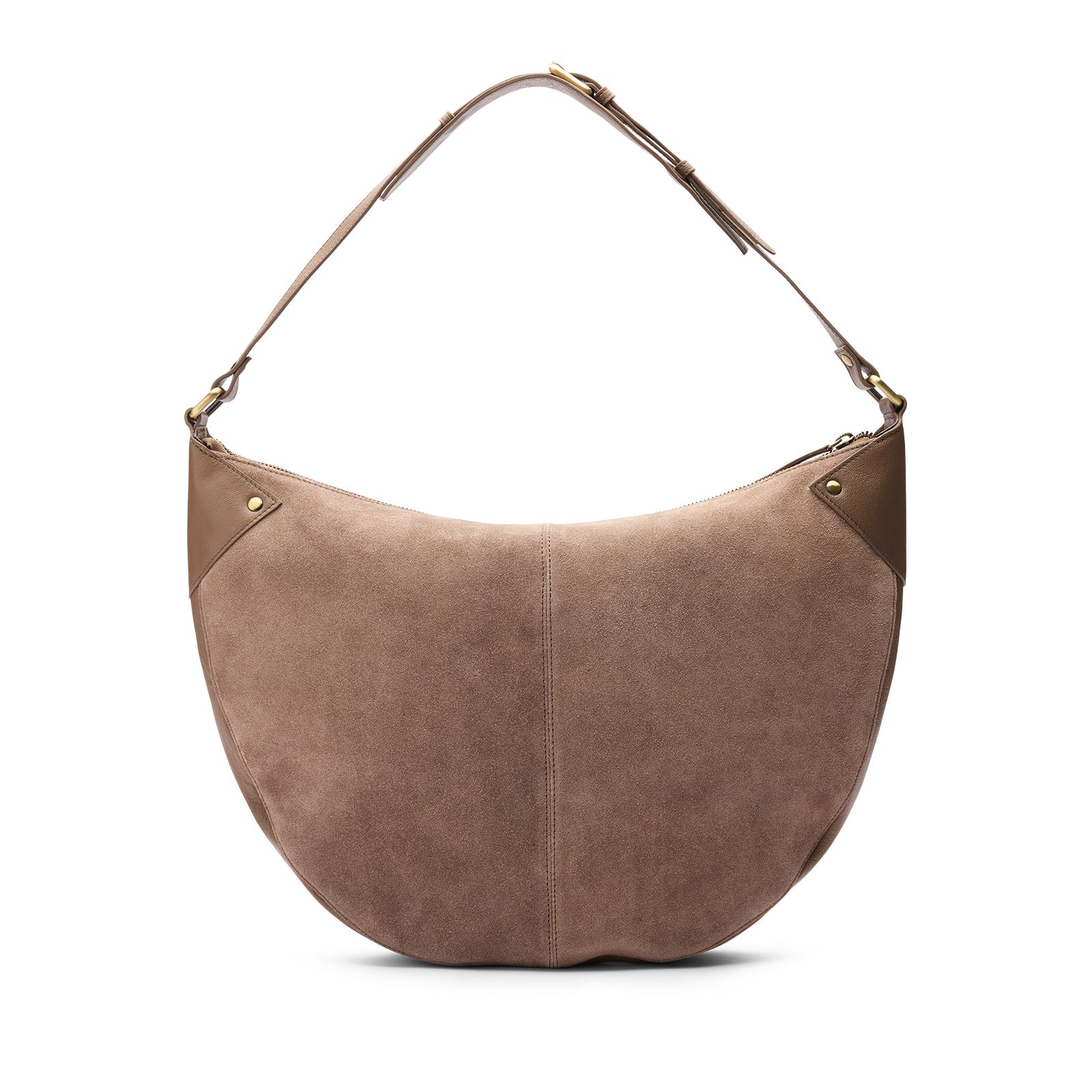 Braune Schultertasche aus Veloursleder