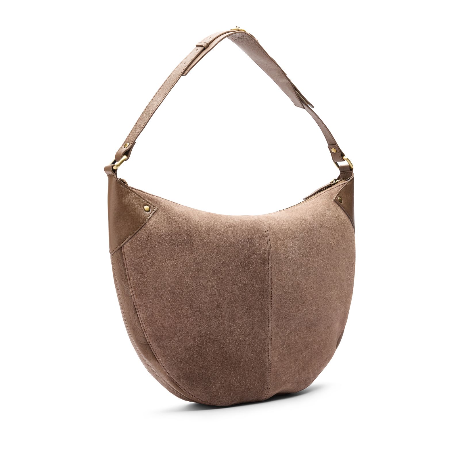 Braune Schultertasche aus Veloursleder