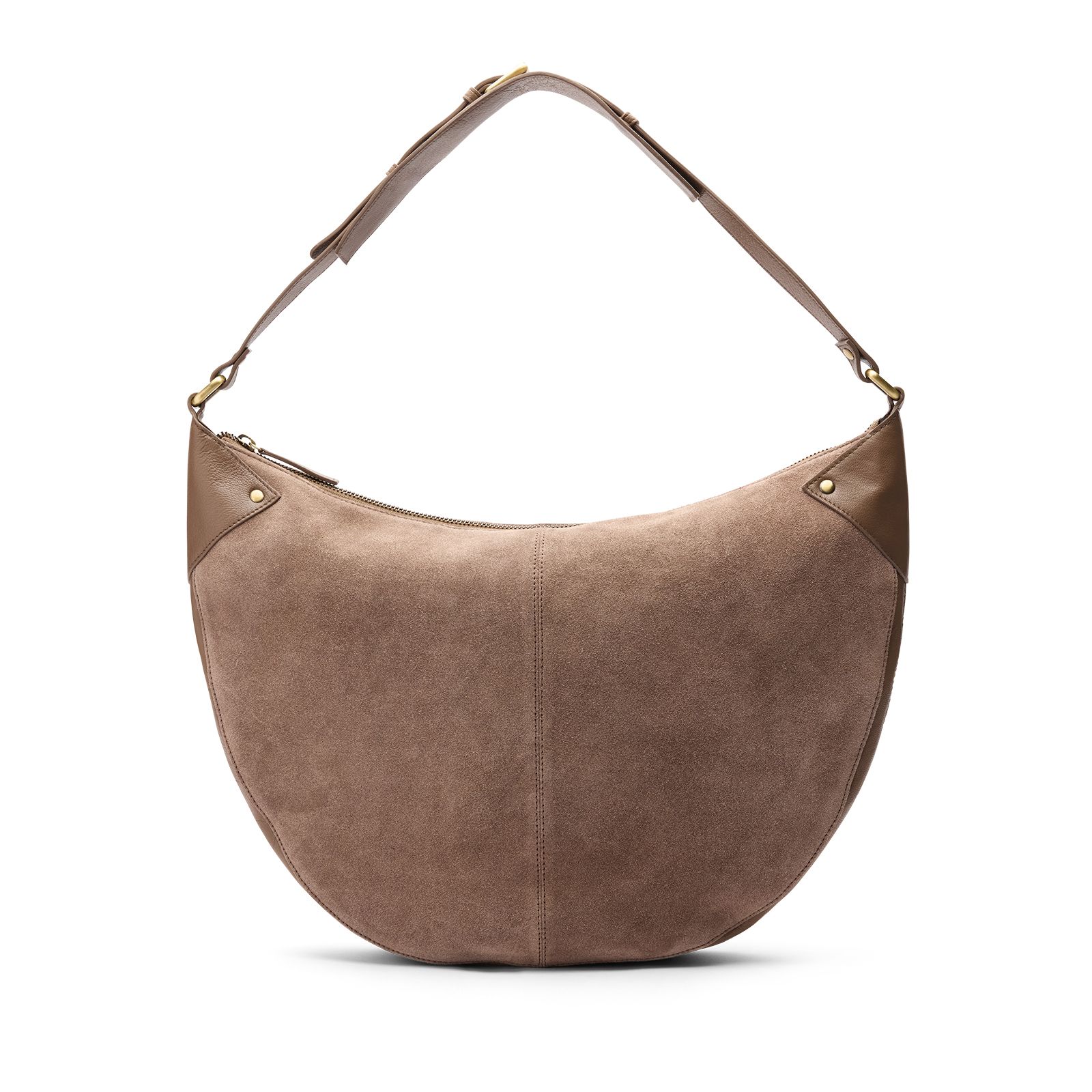 Braune Schultertasche aus Veloursleder