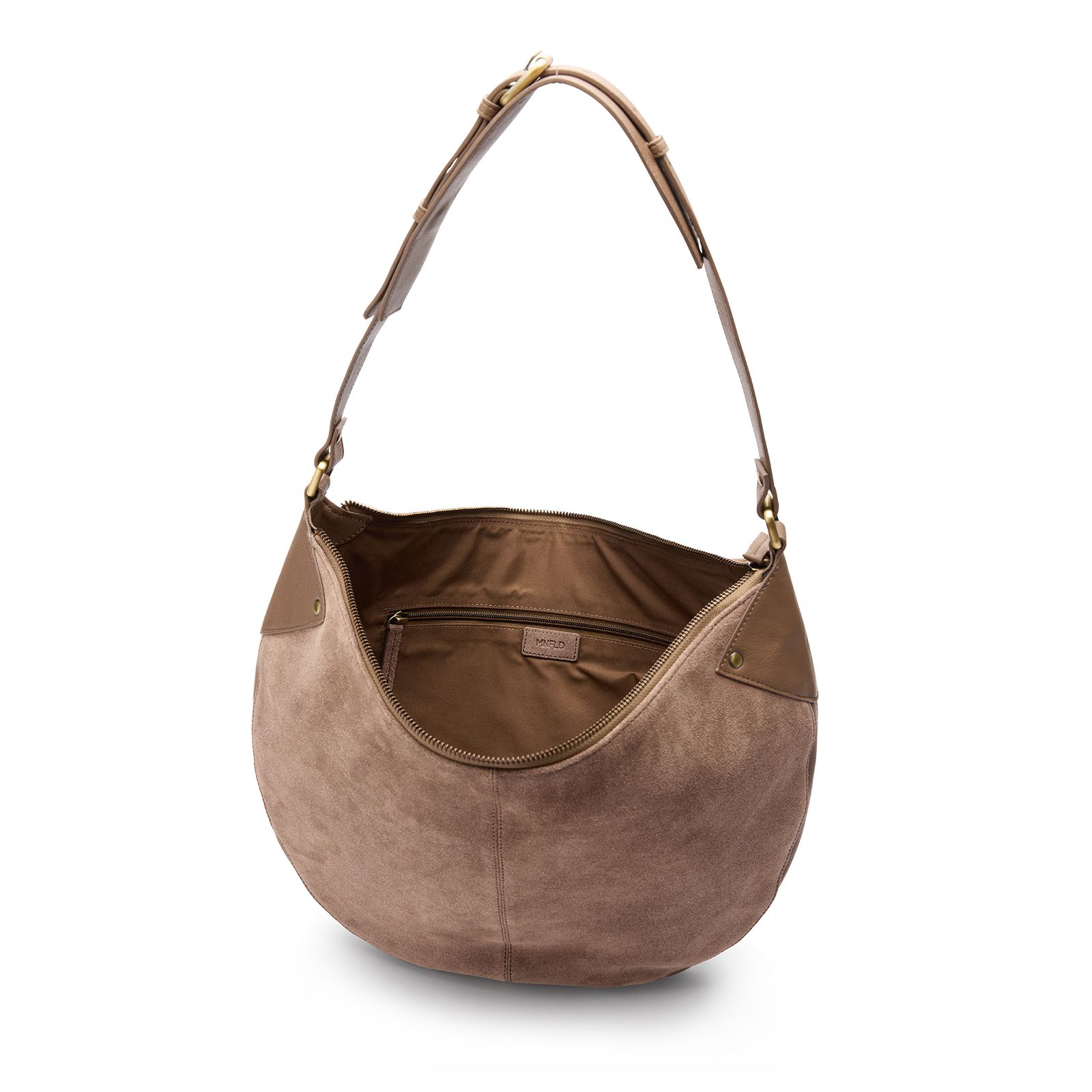 Braune Schultertasche aus Veloursleder