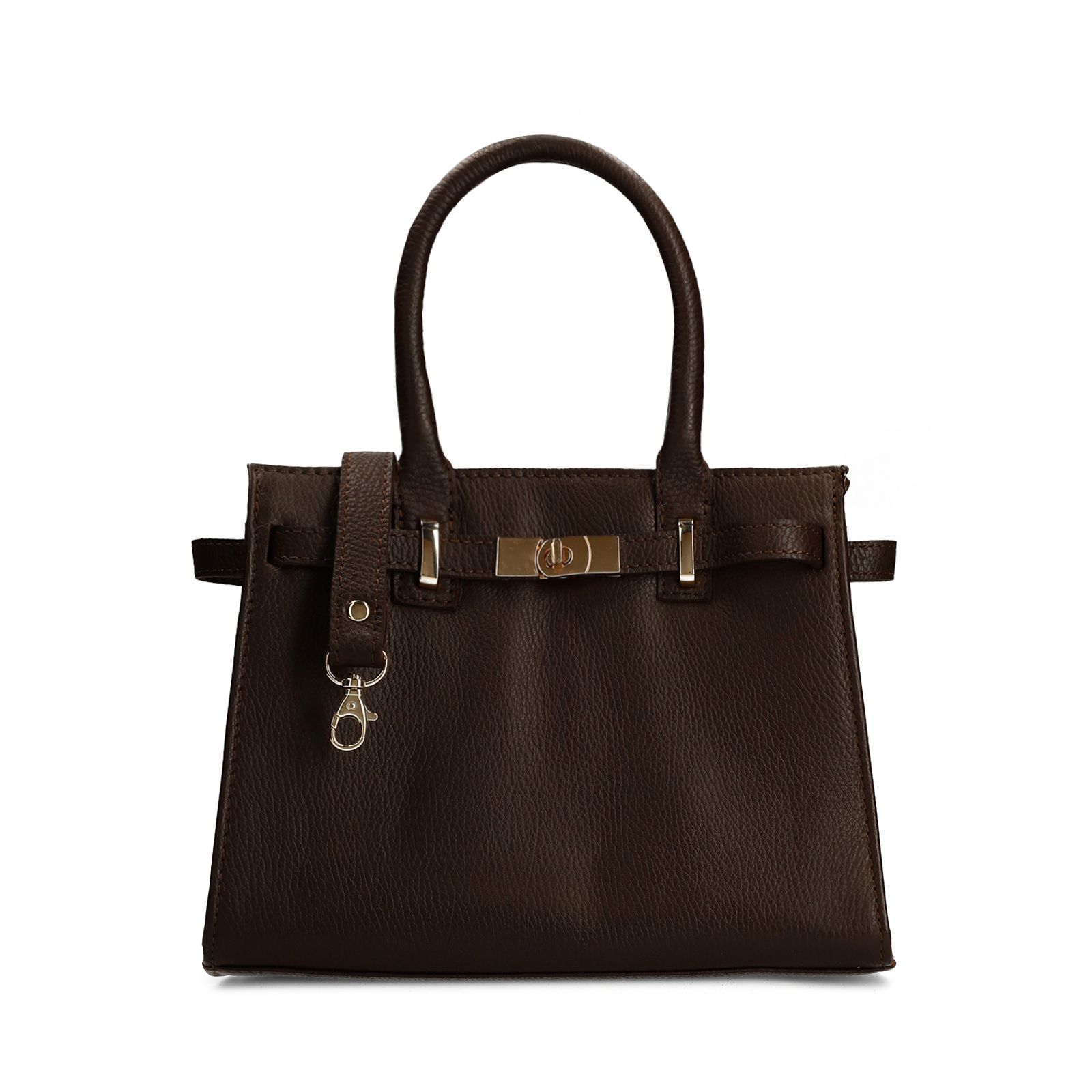 Dunkelbraune Lederhandtasche