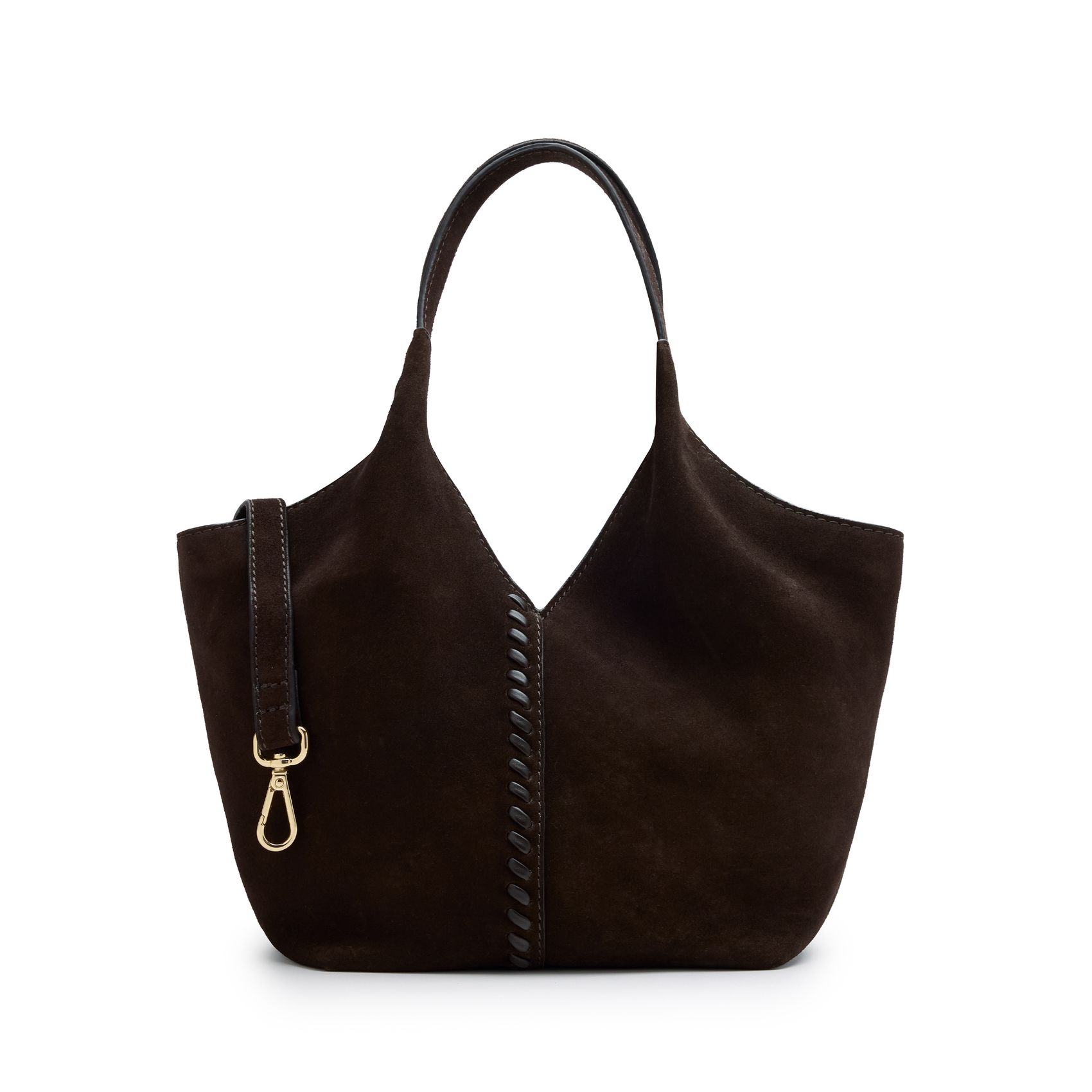 Dunkelbrauner Mini-Shopper aus Veloursleder