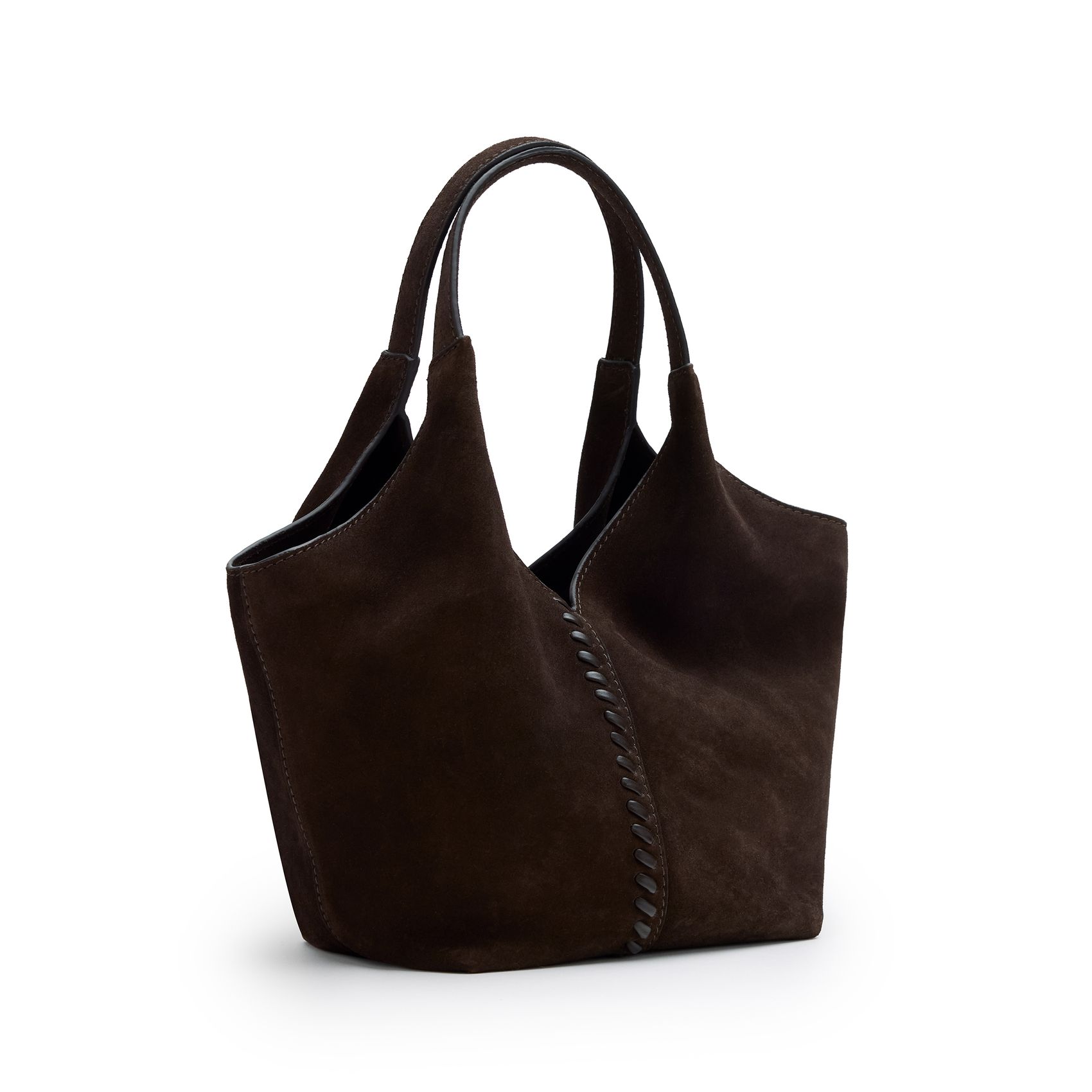 Dunkelbrauner Mini-Shopper aus Veloursleder