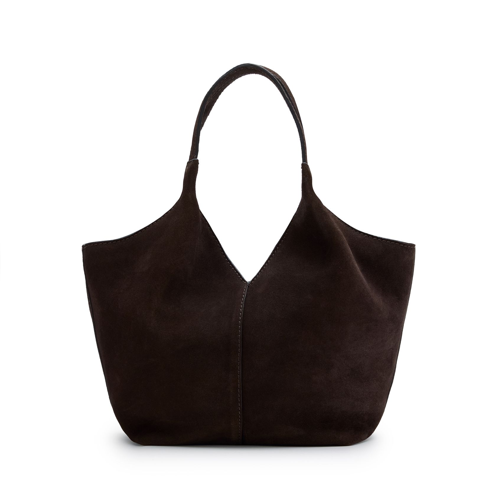 Dunkelbrauner Mini-Shopper aus Veloursleder