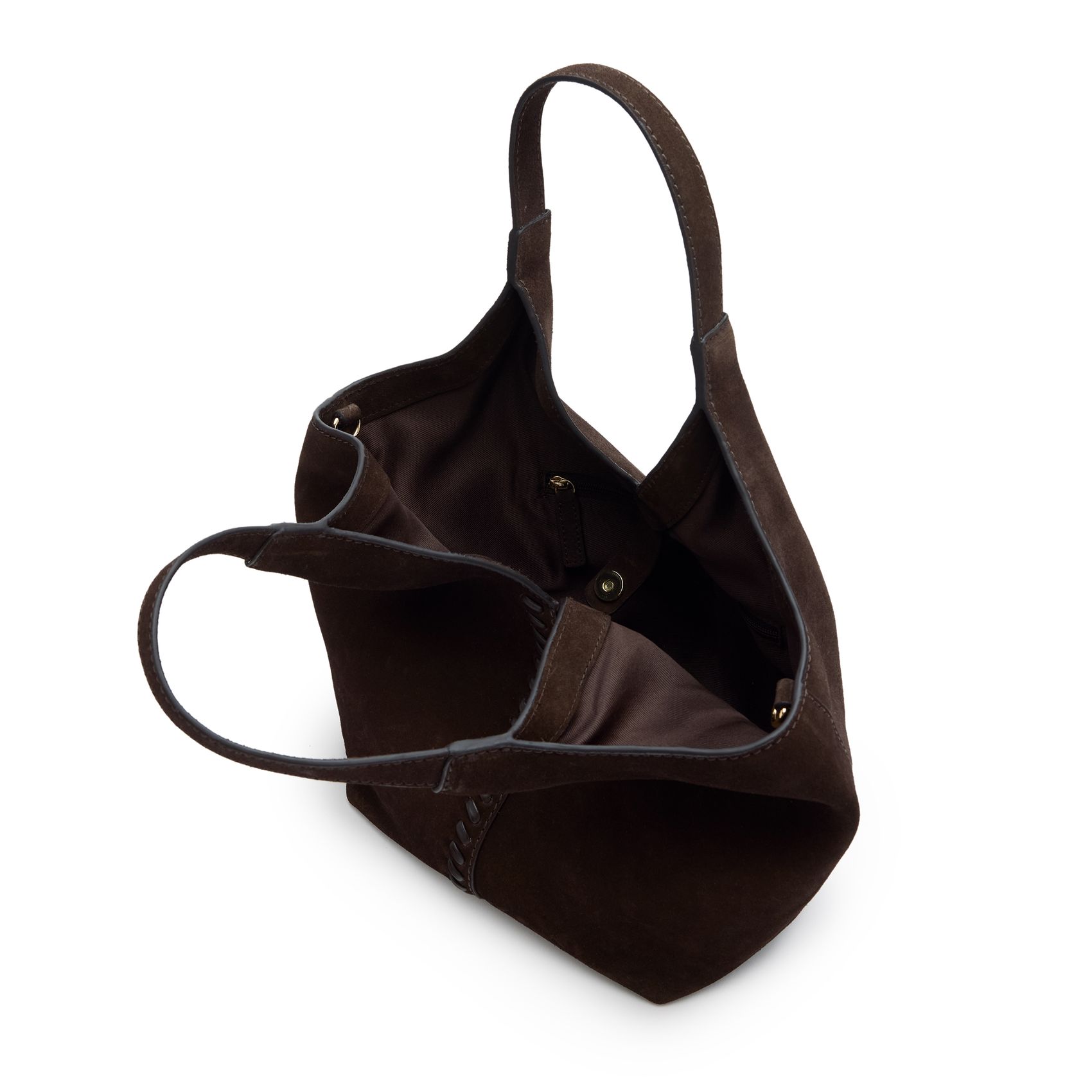 Dunkelbrauner Mini-Shopper aus Veloursleder